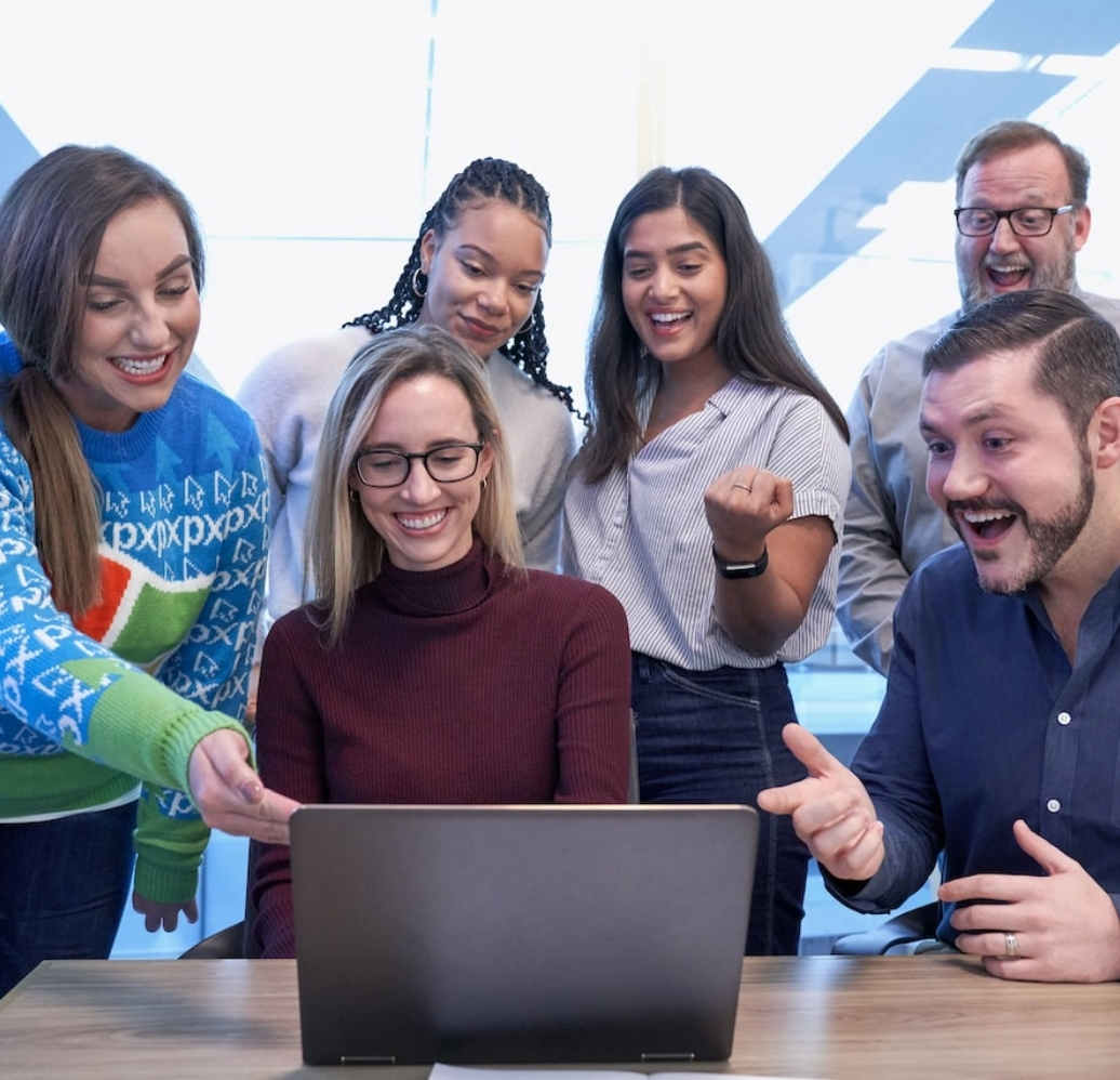 Group around laptop