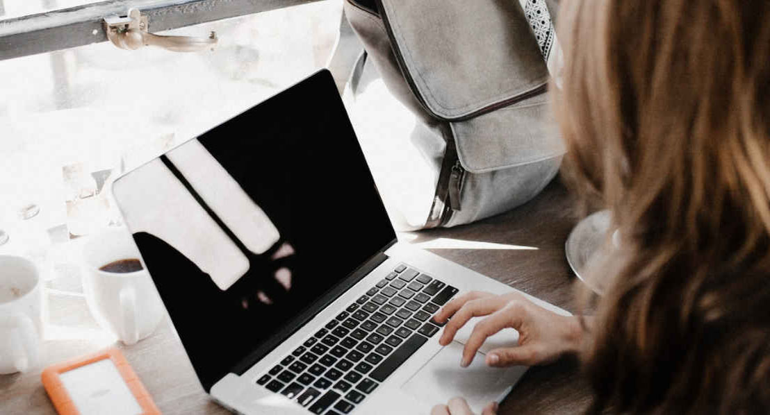 Woman working on laptop