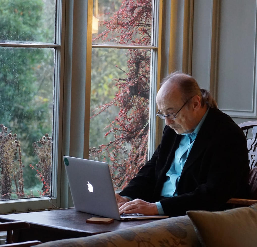 Senior man using laptop